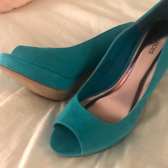 turquoise open toe heels